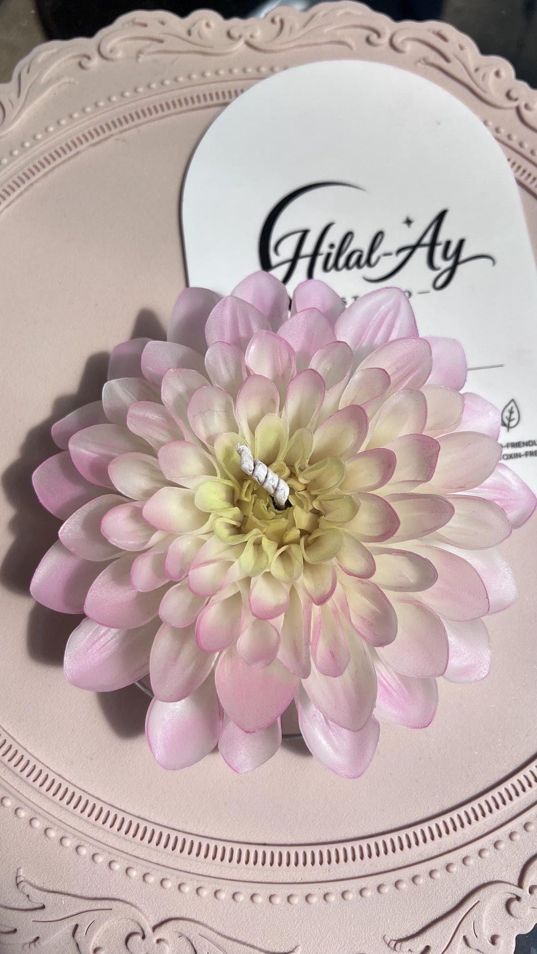 Blush Dahlia Beeswax Candle, sculpted from pure beeswax