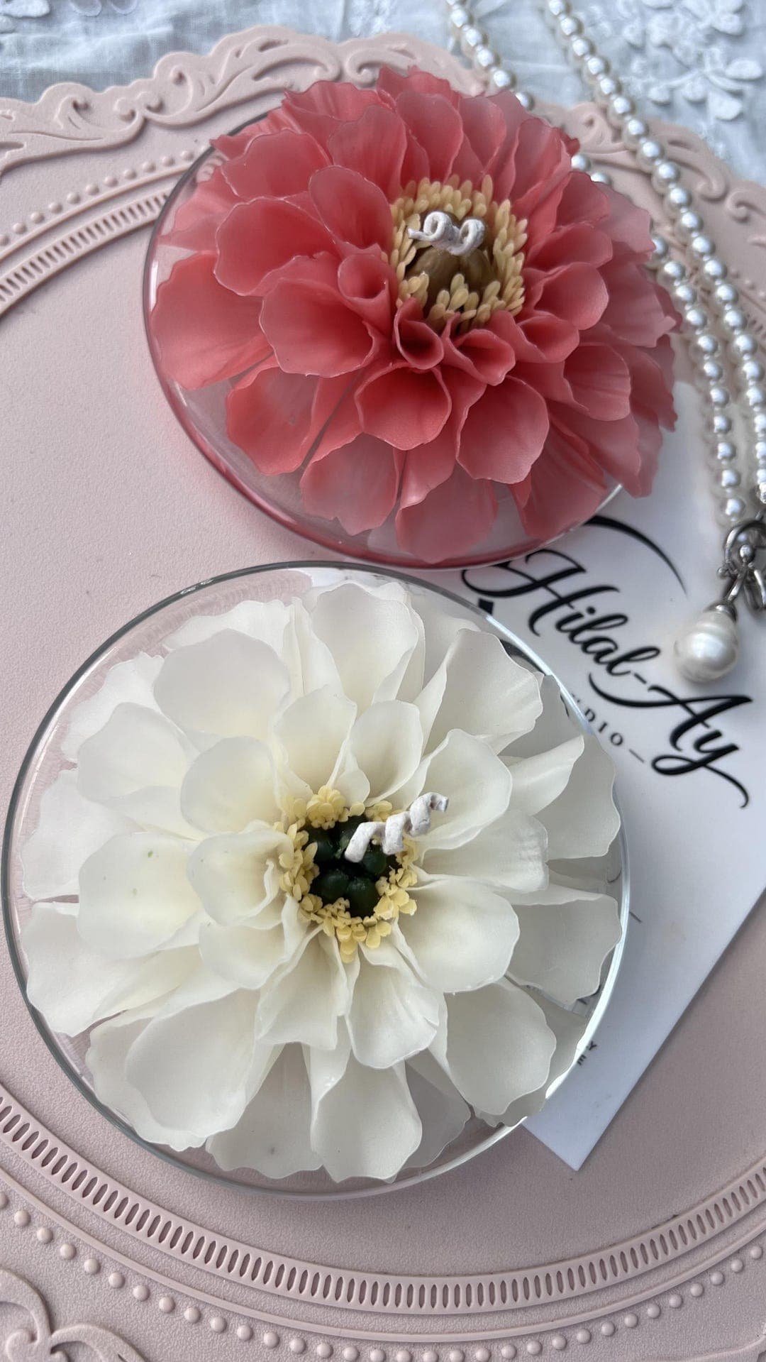 Zinnia Beeswax Candle, sculpted from pure beeswax